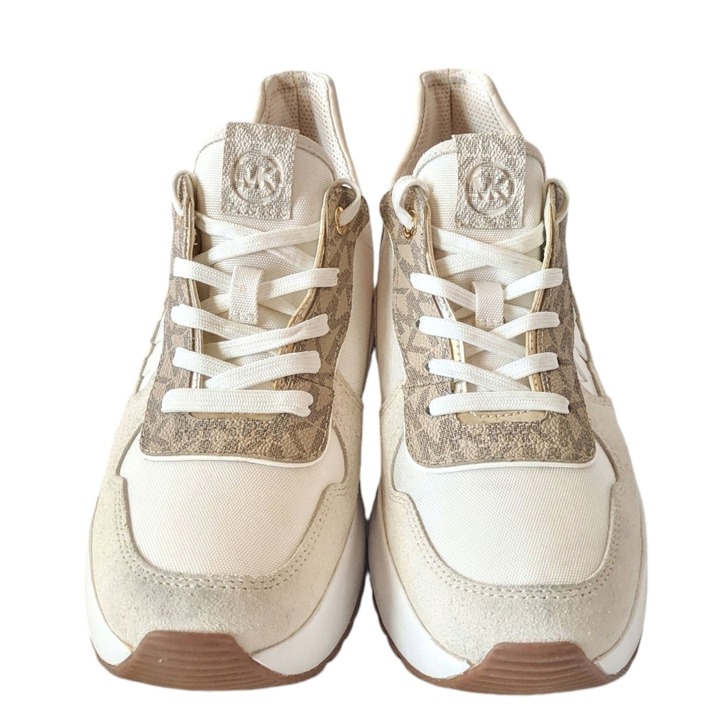 Michael Kors Muse Mesh Trainer Sneakers Gold Tennis Shoes - Picture 3 of 8